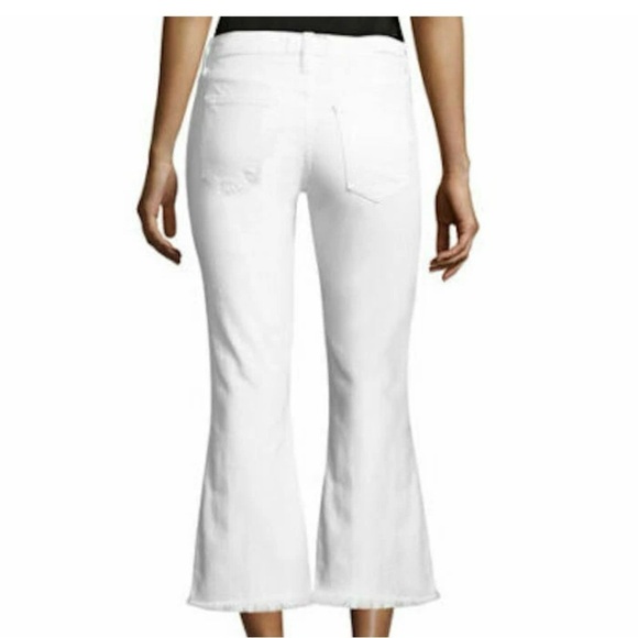 Current/Elliott The Cropped Flip Flop Raw Hem Jeans in Sugar White Size 25 - Picture 3 of 10